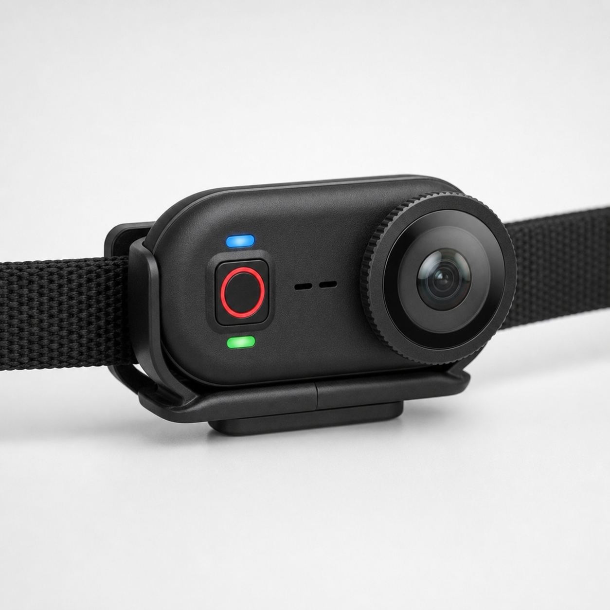 Black PawCast Camera attached to a black woven collar
